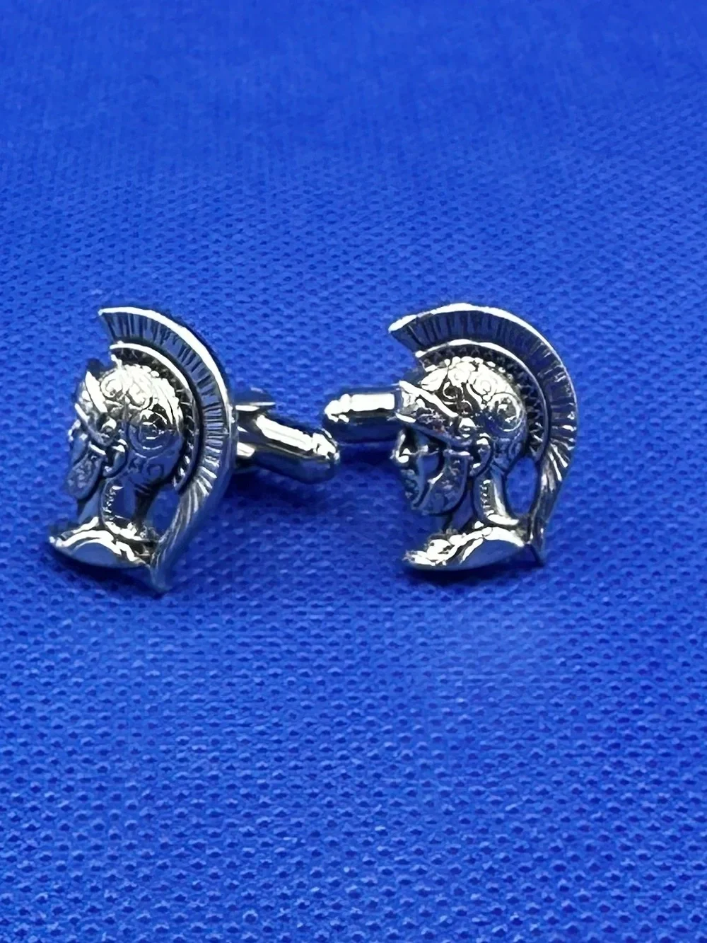 Hickok Silver-Tone Roman or Spartan Soldier Helmet Cufflinks
